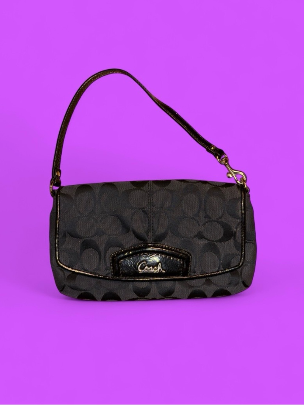 Coach Vintage Ashley Women’s Black CC Canvas Flap & Snap Clutch Wristlet
